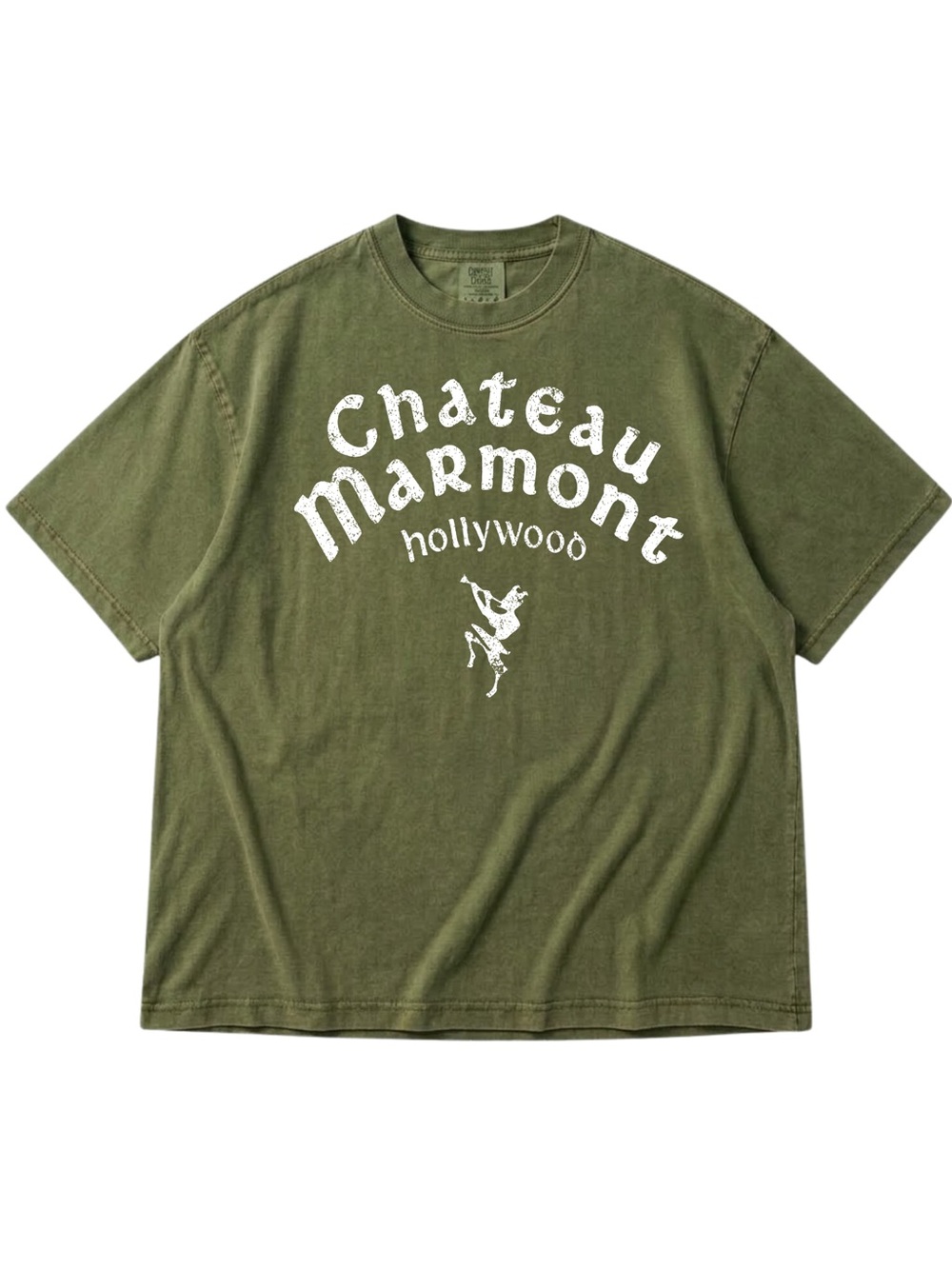 Comfort Colors Moss Short Sleeve Tee with White Chateau Marmont Graphic